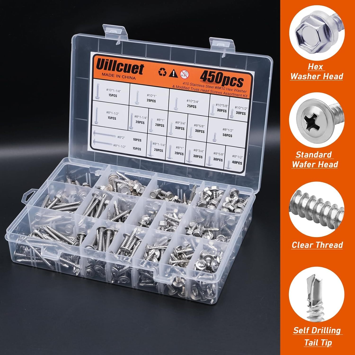 450PCS #8#10 Self 510PCS-Modified Truss Head, 450PCS-Hex/Modified Head