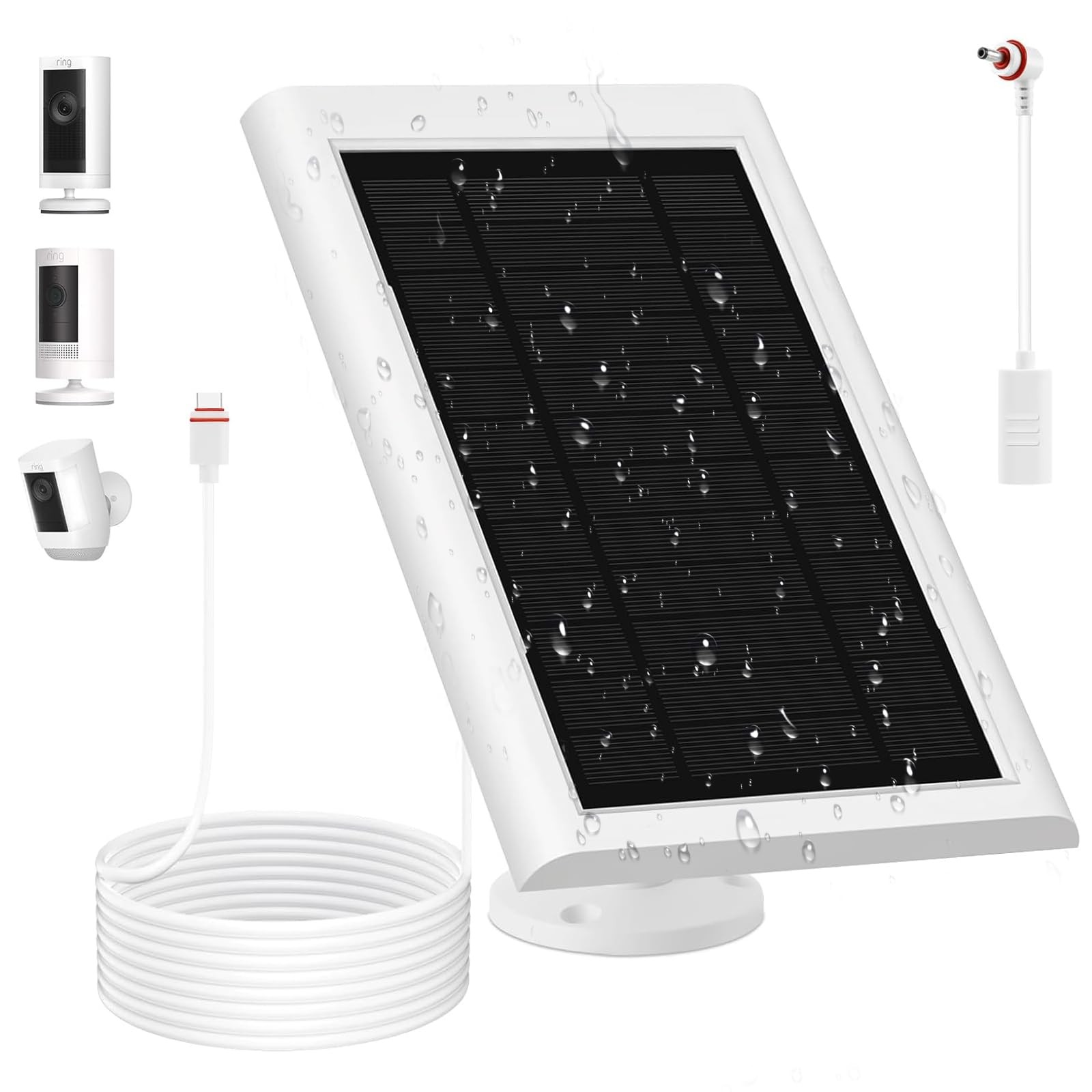 Solar Panel for Ring Camera(2nd Generation) Dustproof Waterproof 5W Solar Pan...