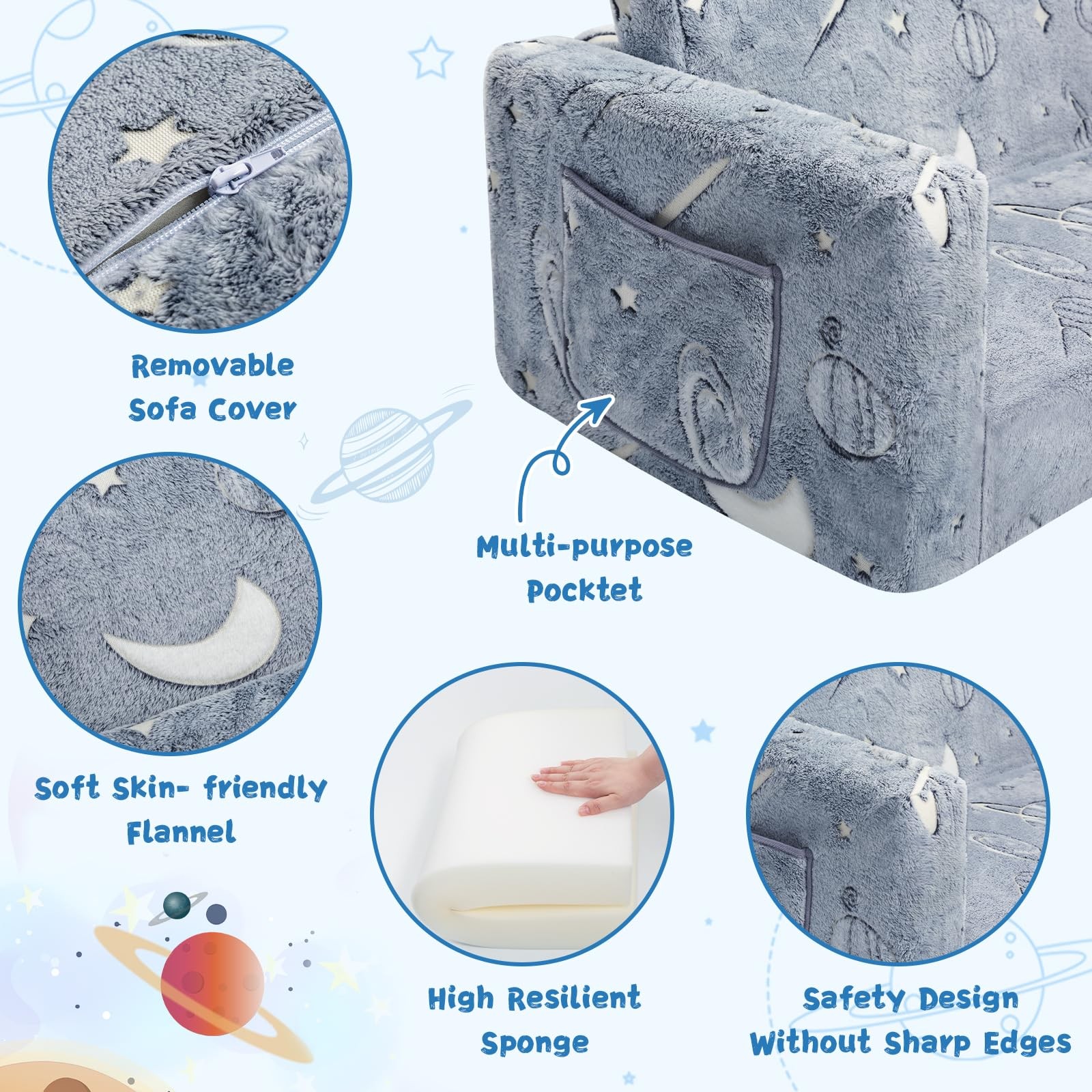 Chair Comfy,2-in-1 Soft Couch Fold Out for ,Convertible Sofa to Lounger,Gift ...