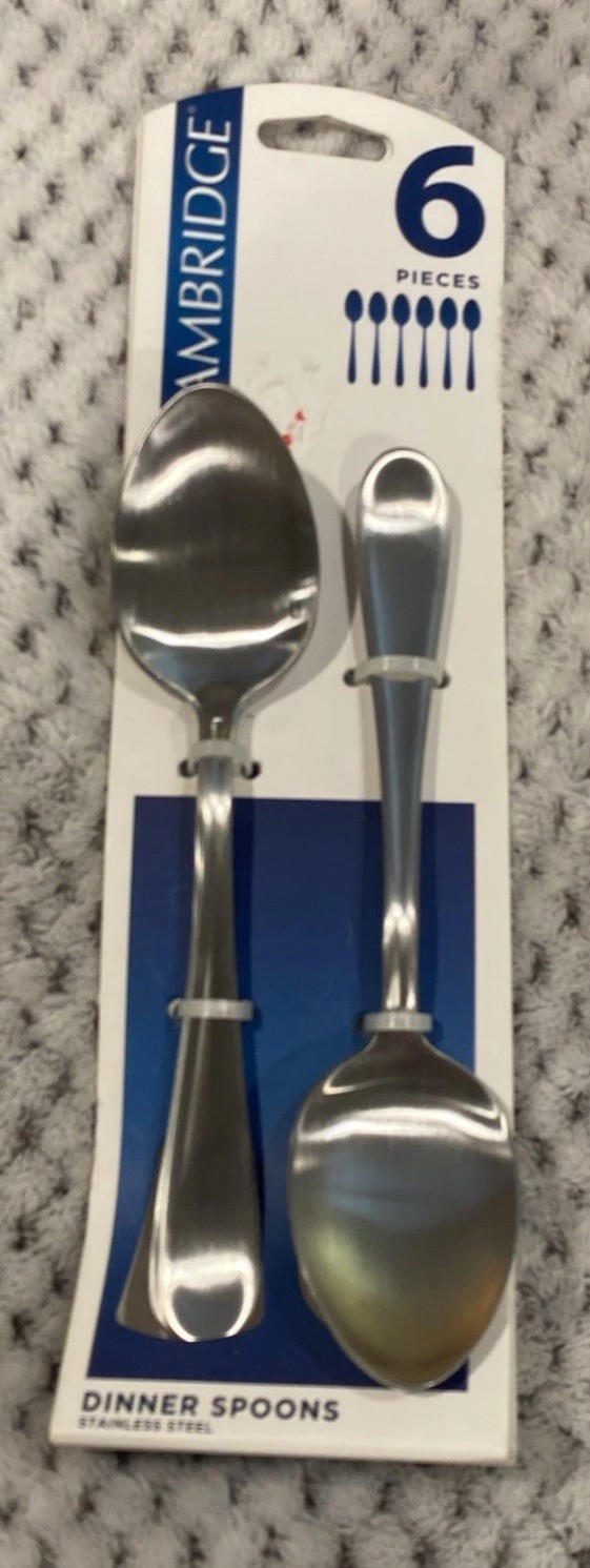 6 Cambridge Malibu Stainless Flatware Dinner Spoons Set of 6 NEW