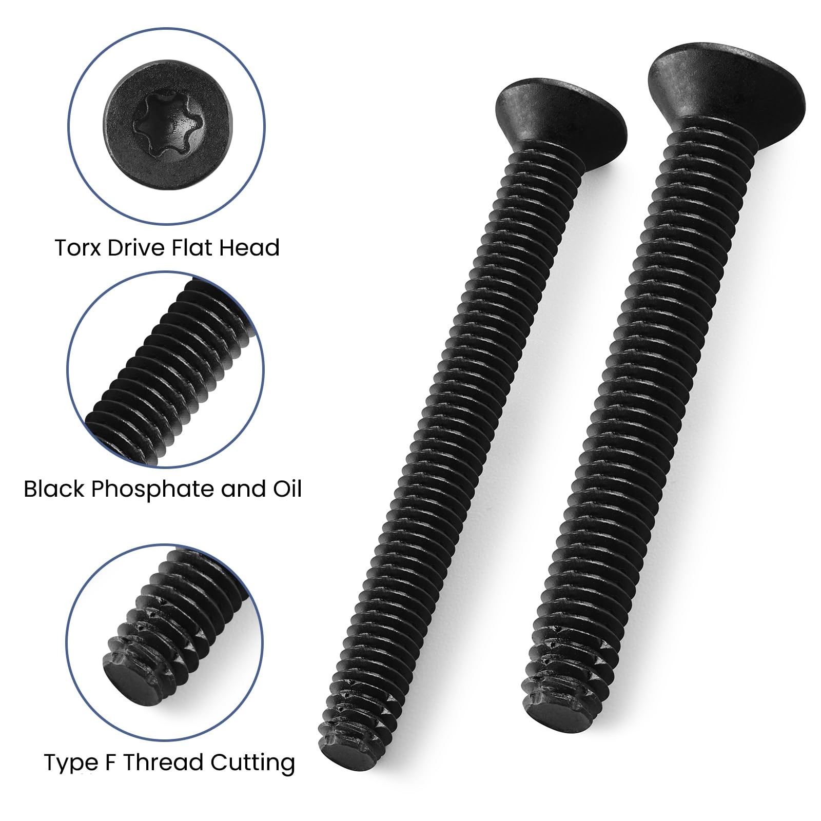 BNUOK 60PCS Trailer Deck Screws Self Tapping 2-1/2, 1/4-20 x Black