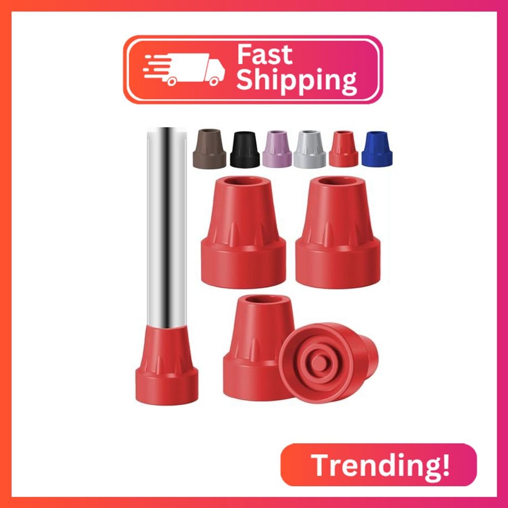 4 Pack Replacement Rubber Cane Tips 3/4 Inch Heavy Duty Rubber Crutch Tips Non S