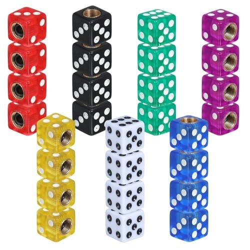 28pcs Dice Tire Valve Caps, Dice Valve Stem Caps, Red Dice Valves Stem Cap,