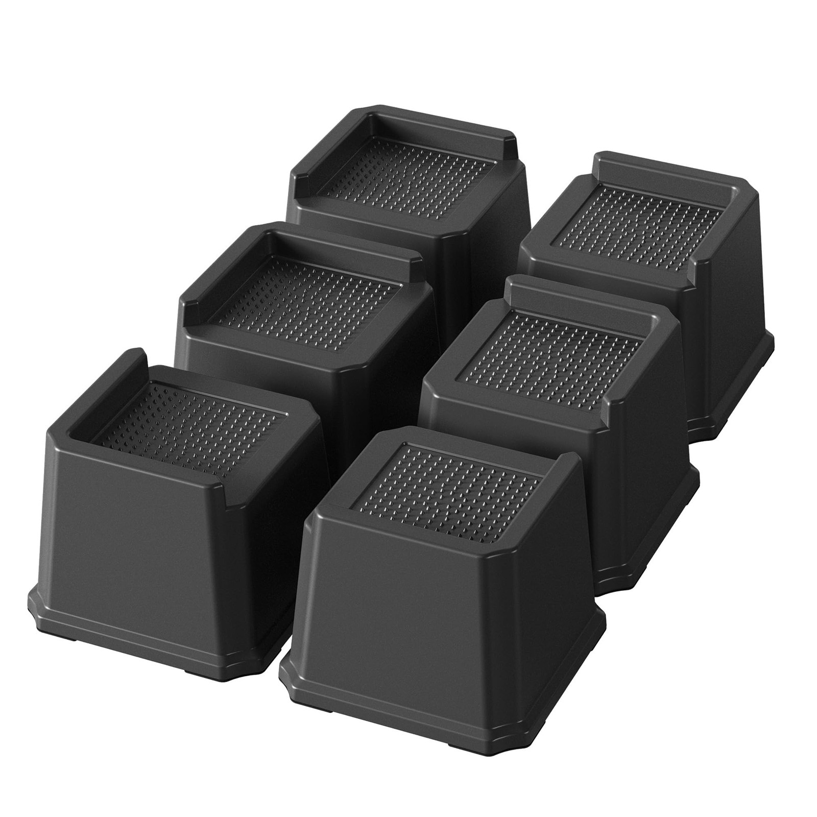 6 Pack 3 Inch Black Heavy Duty Bed Risers 1500 lbs Lift Furniture Sofa Table