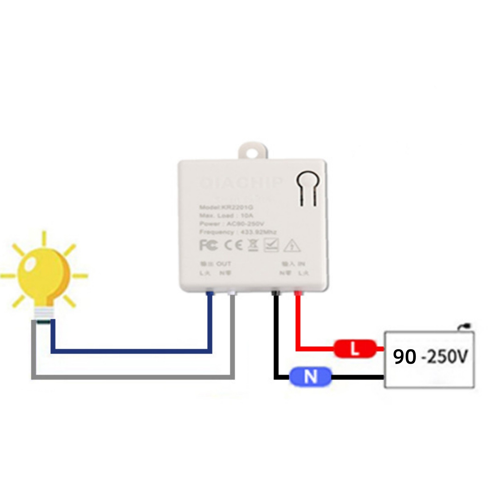 1 Set 433mhz Receiver Module Wireless Light Switch No Wiring Direct Installation
