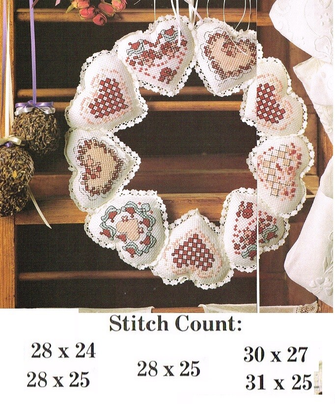 HEARTS  CROSS STITCH  PATTERN ONLY -   3AN