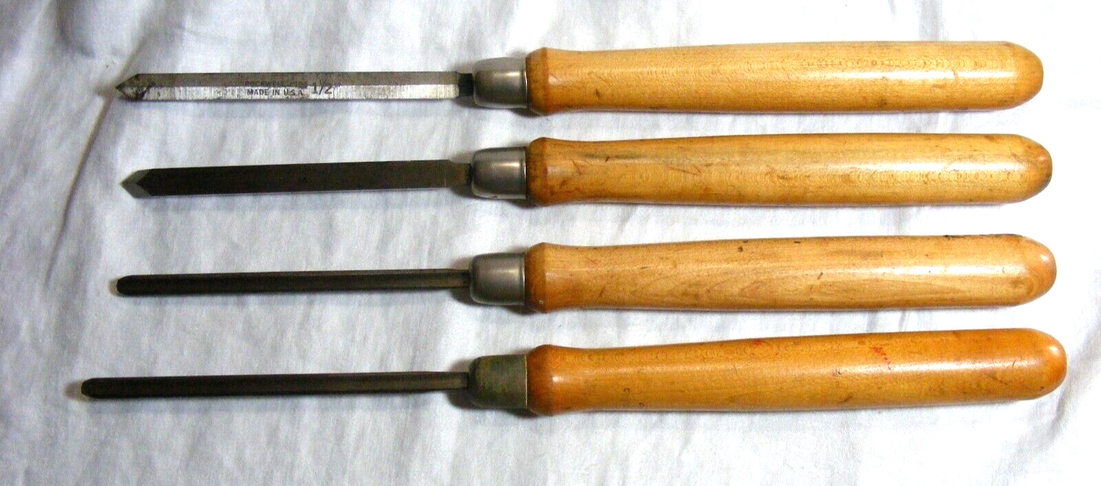 Vintage Lot of 4 Rockwell High Speed Steel Wood Chisels Japanese Style Handles