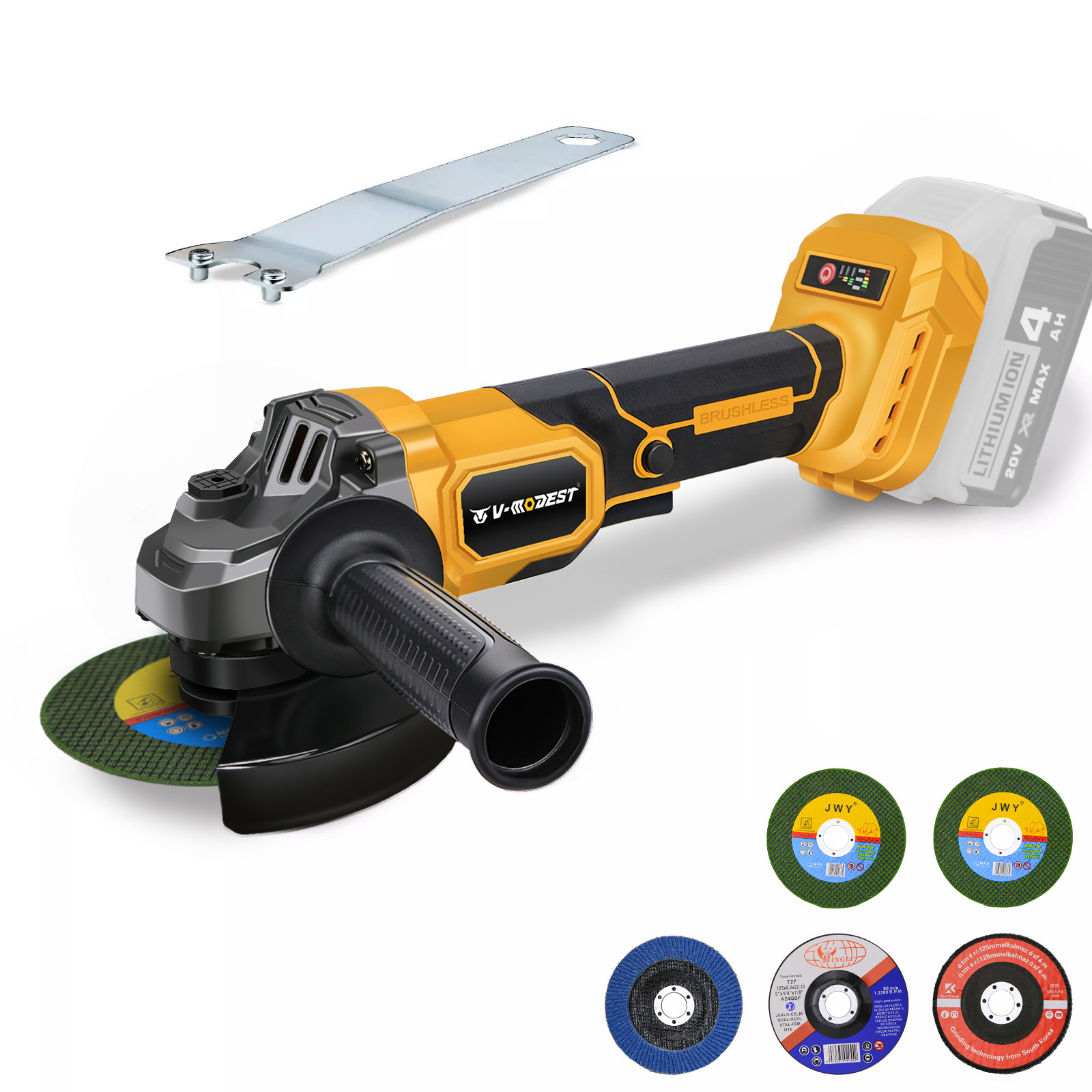 Cordless 4-1/2" to 5" Angle Grinder For Dewalt 20V Battery Brushless 11000RPM
