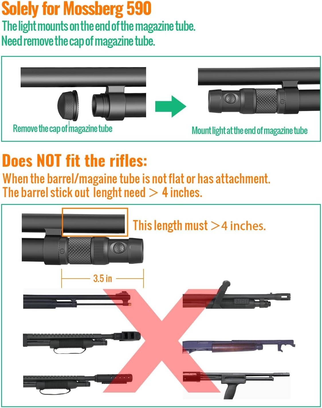 Exclusive Tactical Flashlight for Mossberg 590#