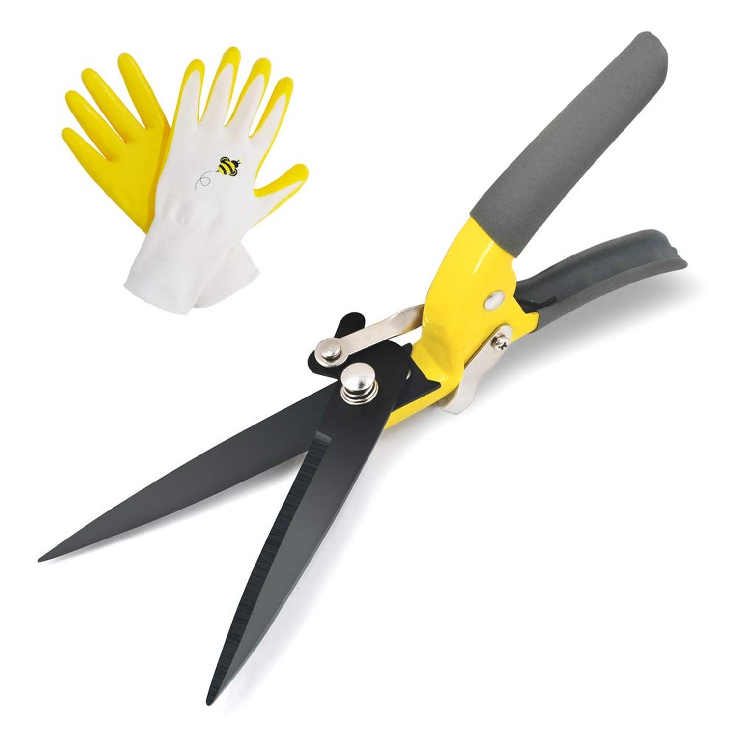 JARDINEER Sharp Grass Shears, Grass Clippers Handheld, Manual Grass Cutter Ed...