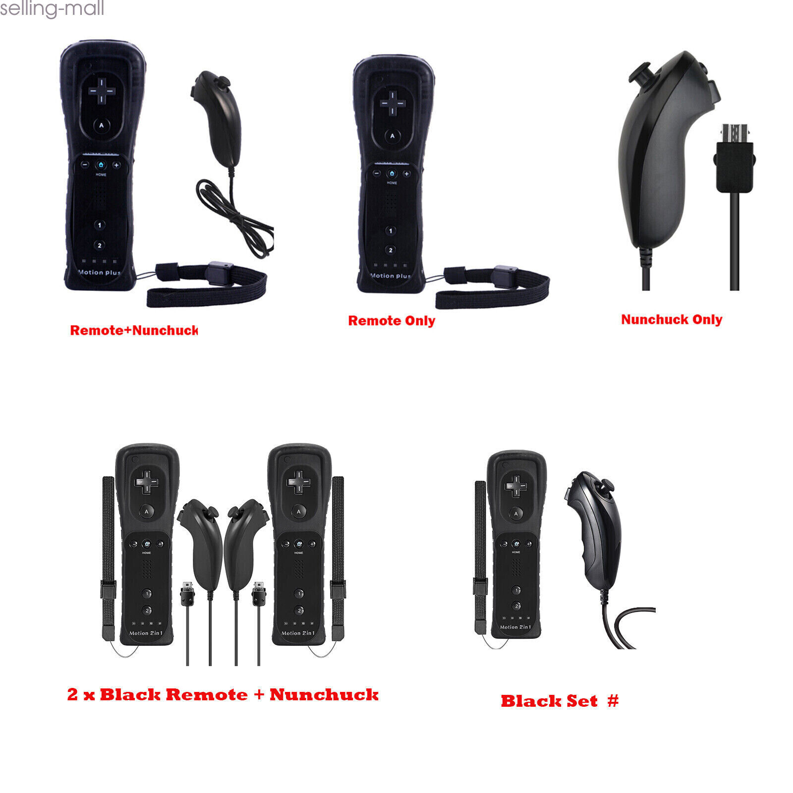 Built-in Motion Plus Wii Remote & Nunchuck Controller for Nintendo Wii Wii U