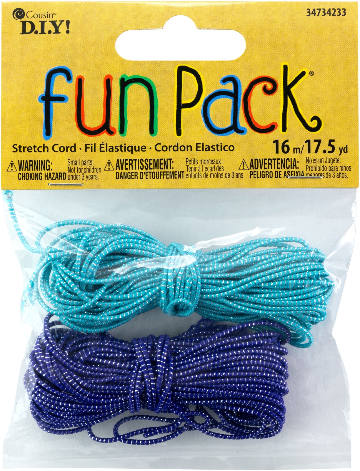 CousinDIY Fun Pack Stretch Cord 17.5yd-Blue & Purple - 6 Pack