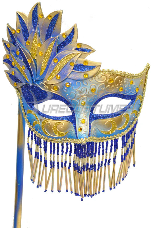 Brand New Mardi Gras Masquerade Bellisima Festa Mask (Blue/Gold)