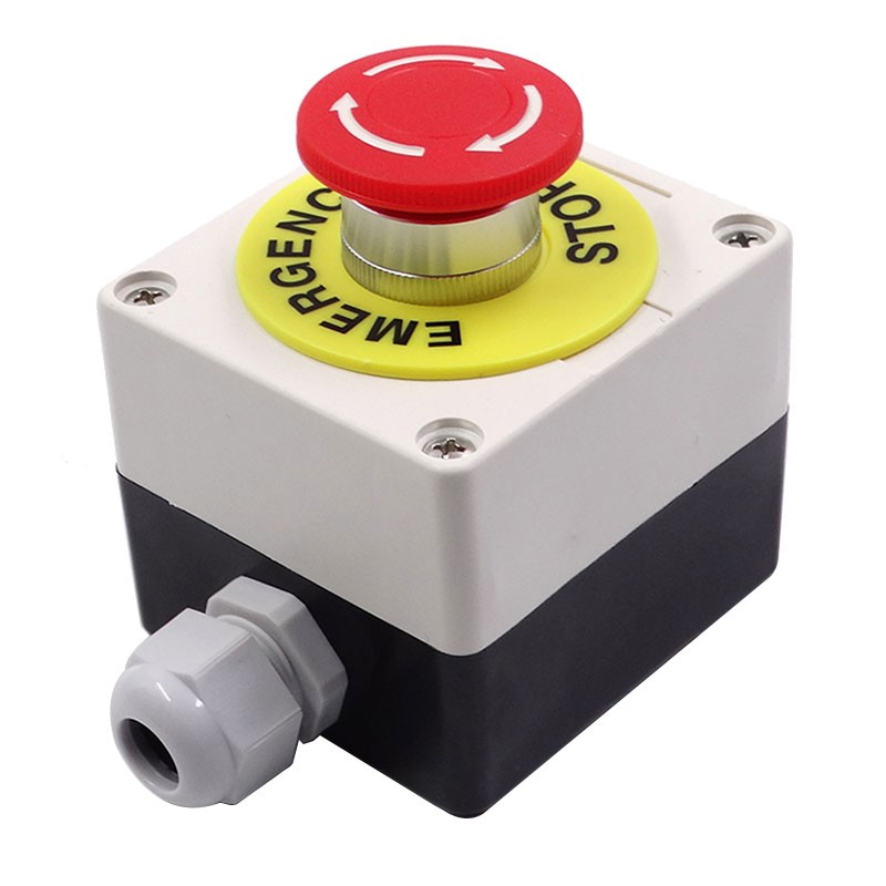 22mm Mushroom Head E-STOP Switch Latching Emergency Stop Push Button Control Box