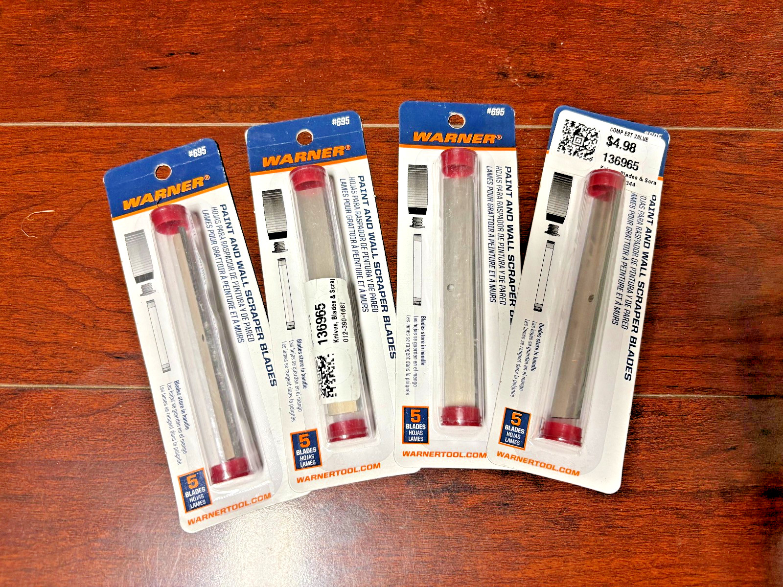 20 WARNER 4" FLOOR / PAINT SCRAPER BLADES #695 ( 5 Pack X 4 ) - 20 Blades