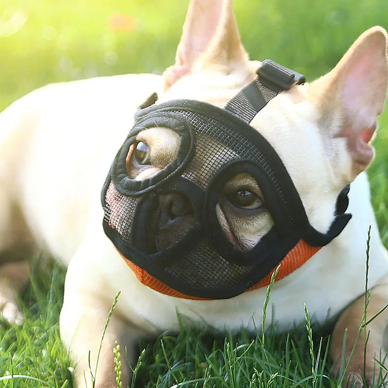 Pet Dog Muzzles Adjustable French Bulldog Muzzle Dog Mouth Mask Breathable Muzzl