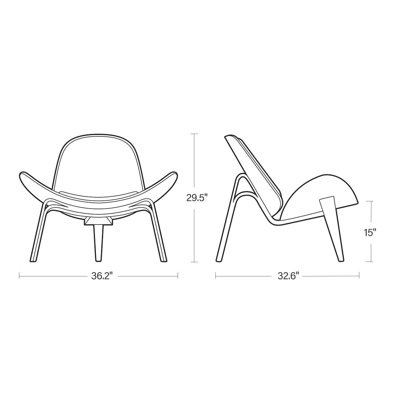 Hans Wegner Shell Lounge Chair Leather Accent Side Chair For Living Room