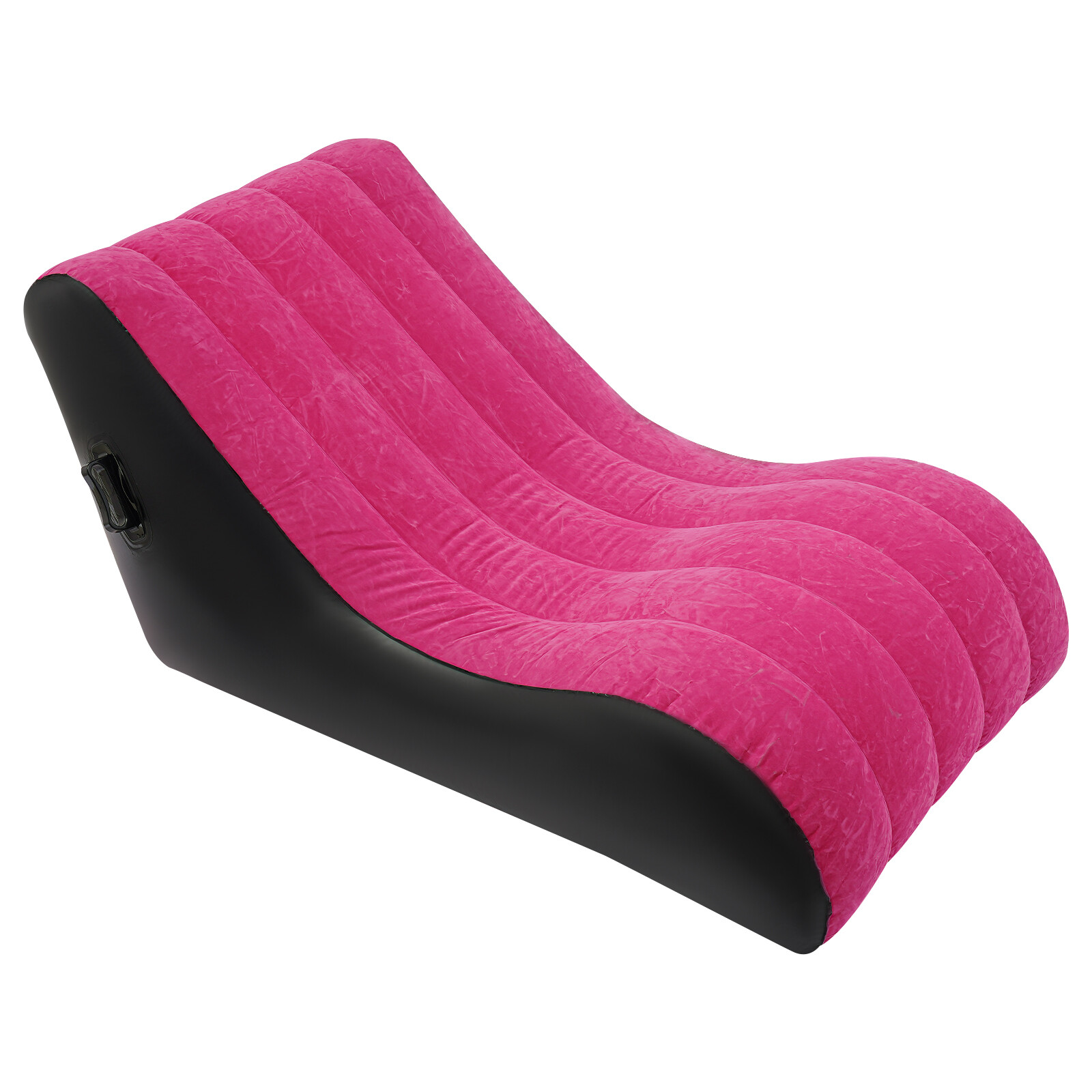 Rose-red PVC Sofa Bed Inflatable Sofa Bed S-shaped Folding Sofa Bed w/Air Pump