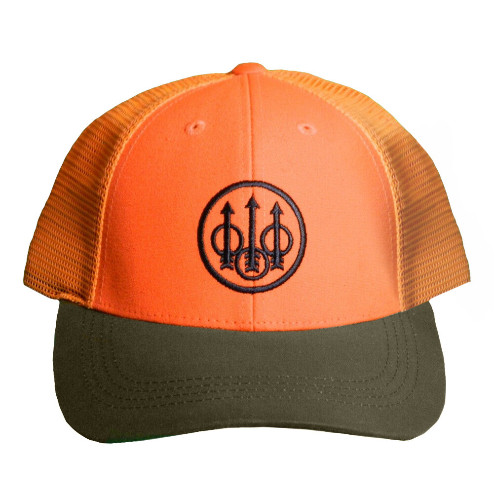 Beretta Men's Upland Trucker With Waxed Cotton Bill Tabacco/Blaze Orange Hat
