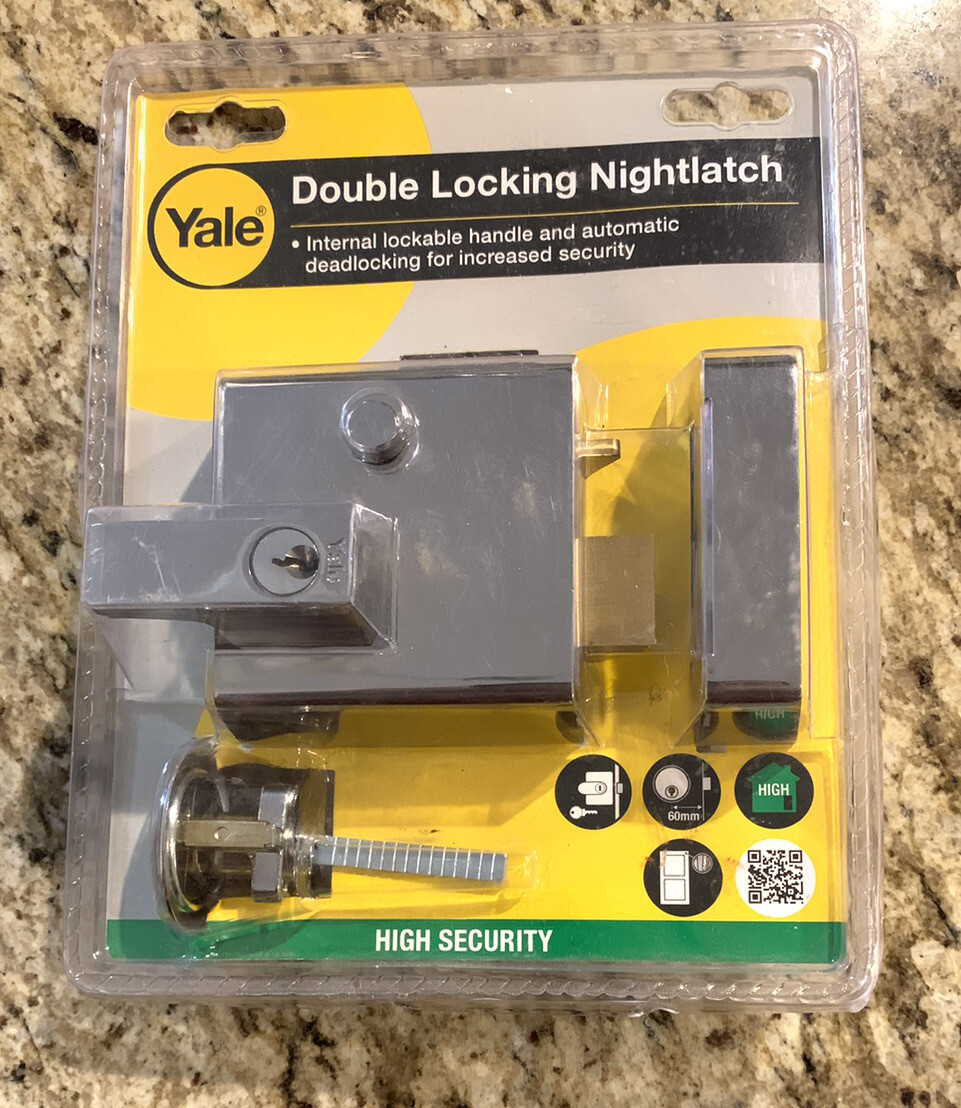 NEW Yale P-1-CH-CH-60 Double Locking Nightlatch 60mm Chrome Finish High Security
