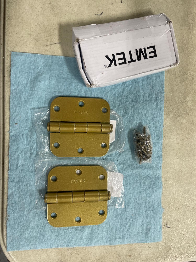 Emtek 92033US4 Steel HD Hinges, 5/8" Radius, 3 1/2" x 3 1/2" Satin Brass (Pair)