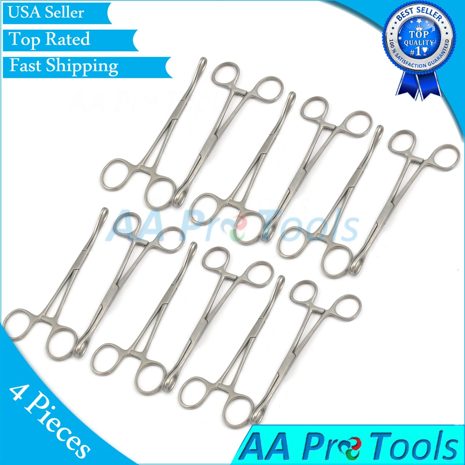 Lot of 12 Sponge Forceps 7" Serrated Straight + Curved Body Piercing Instruments
