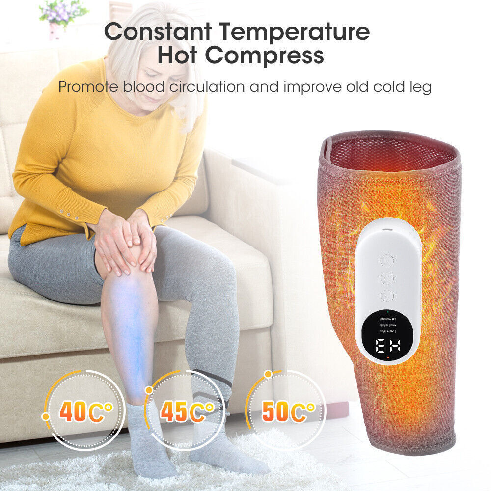Pair 3-in-1 Leg & Calf Massager Adjustable Compression For Pain Relief, 2 Legs