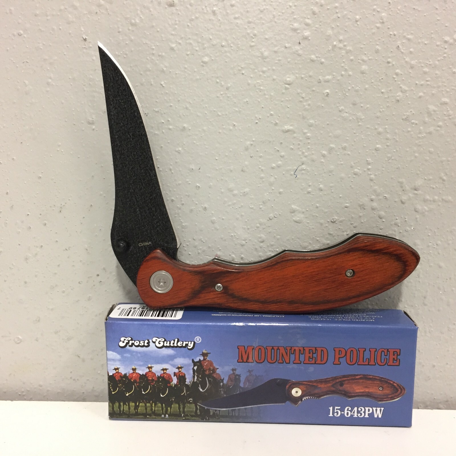 Frost Cutlery 15-643PW Mounted Police Brown Stainless Steel 8" Tactical Knife