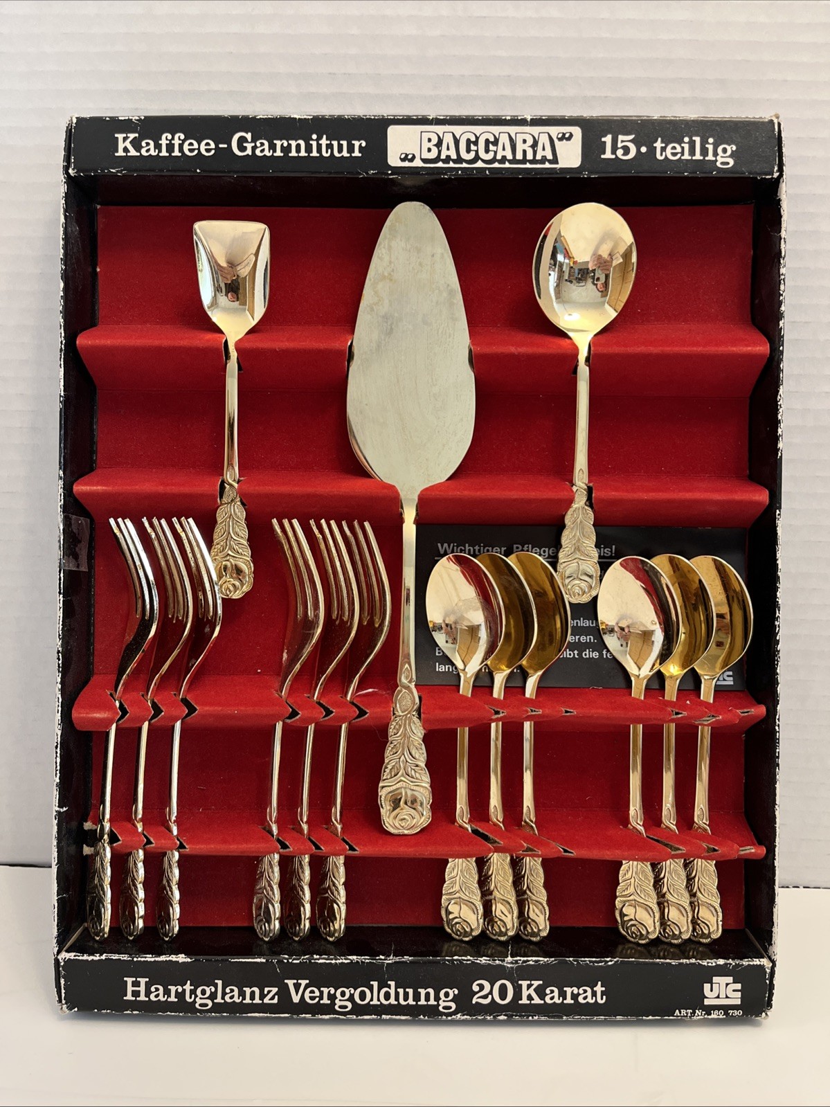 Baccara 20 Karat Kaffee-Garnitur 15 piece Gold Plate Hartglanz Vergoldung