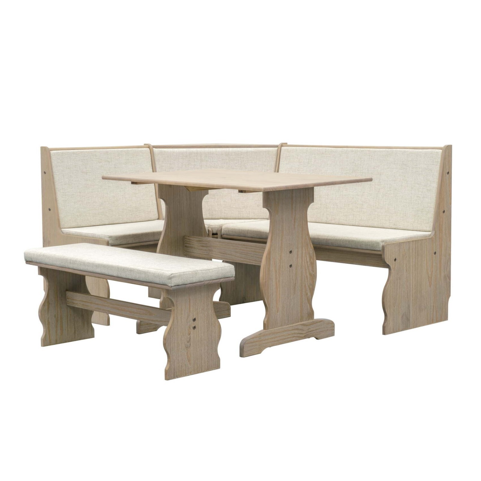 Kitchen Nook Breakfast Dining Table Bench Reversible Corner Unit Brown & Natural