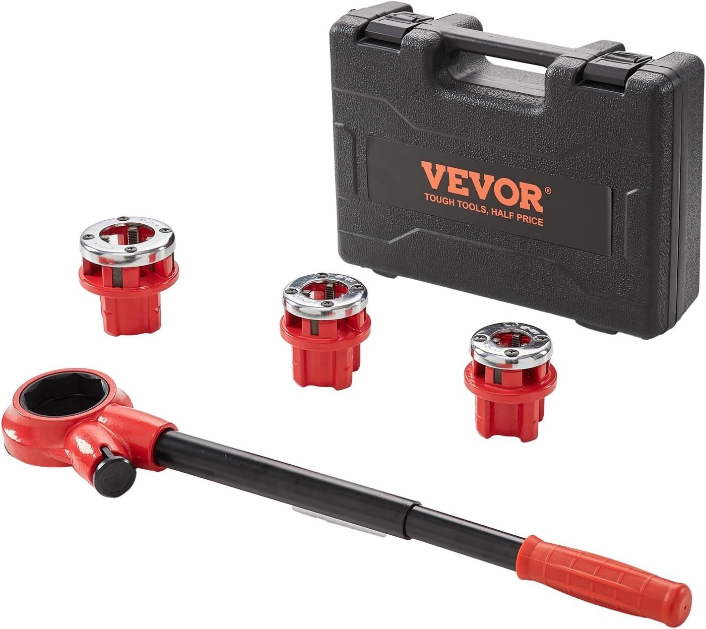 Ratchet Pipe Threader Kit with 3 Dies 1/2" NPT, 3/4" NPT, 1" NPT Ratcheting Pipe
