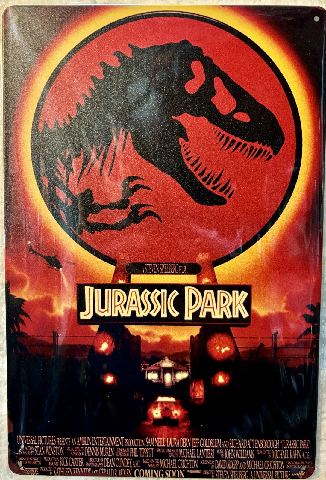 TIN SIGN 8x12 Jurassic Park T-Rex Dinosaur Hollywood Movie Steven Spielberg DD6