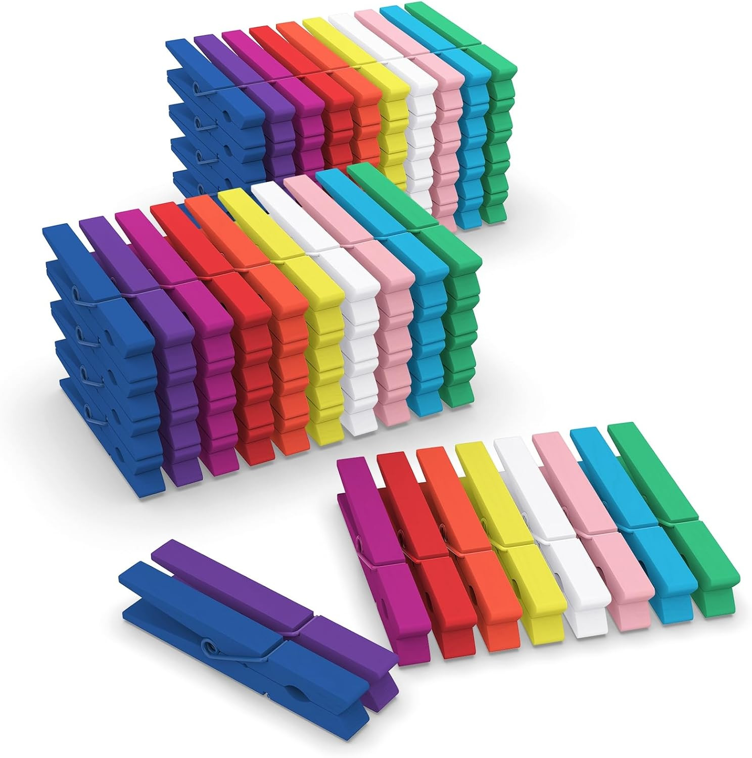 100 Pack Colored Wooden Clothespins 2.9 Clothes Pins for Crafts or Hanging