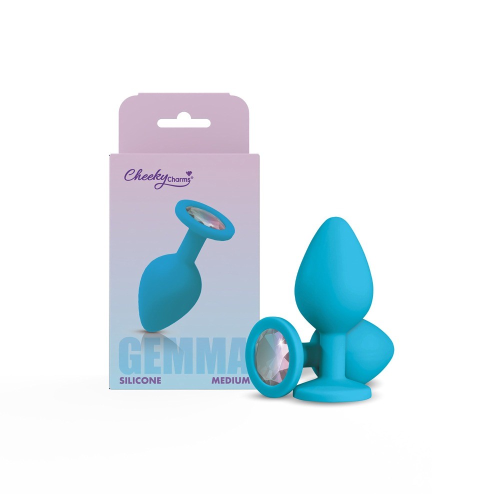 Gemma Clear Iridescent Gem Teal Silicone Plug - M