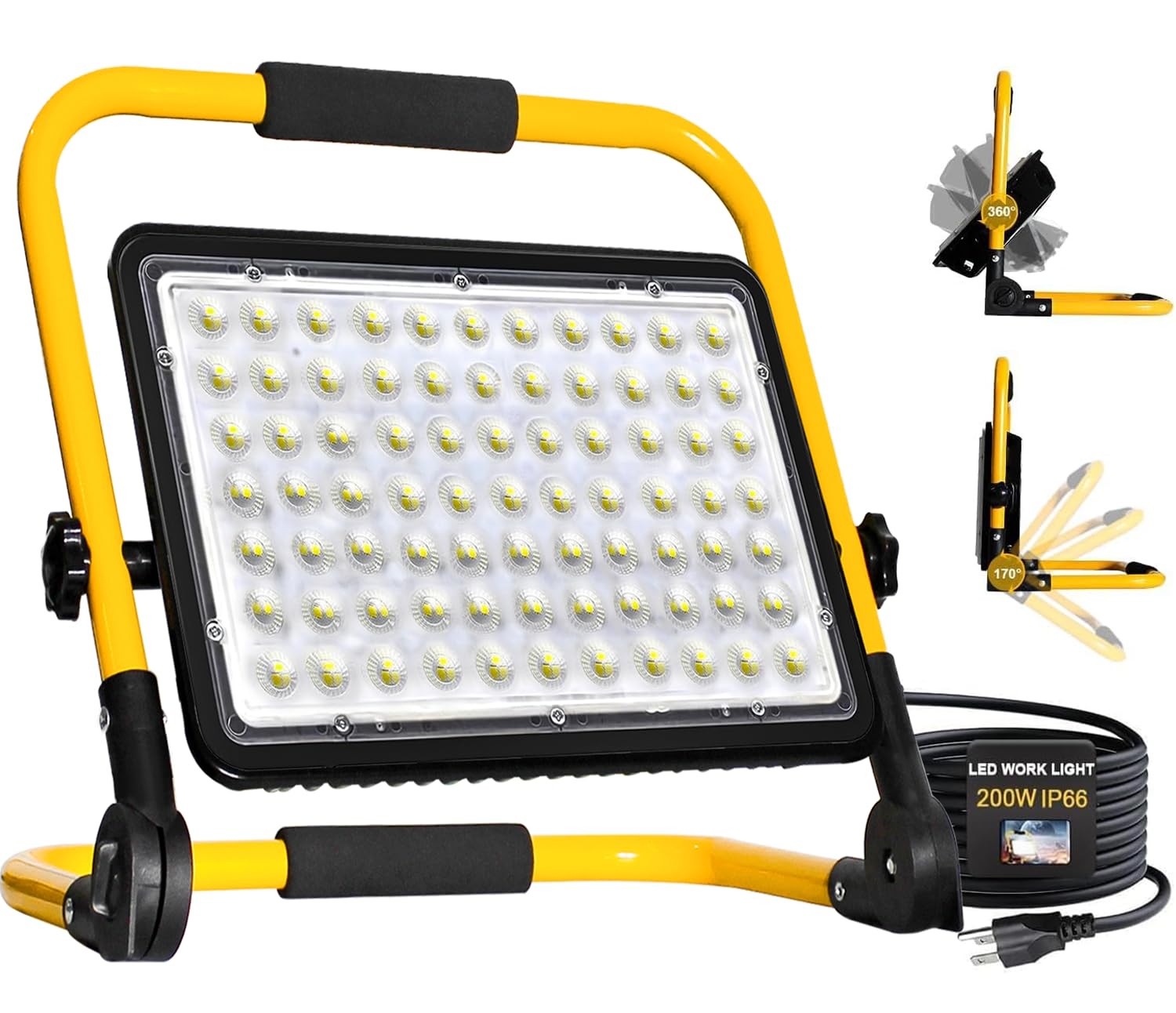 200W LED Work Light, 20000LM 6500K Work Lights on Stand, Portable Work Light,...