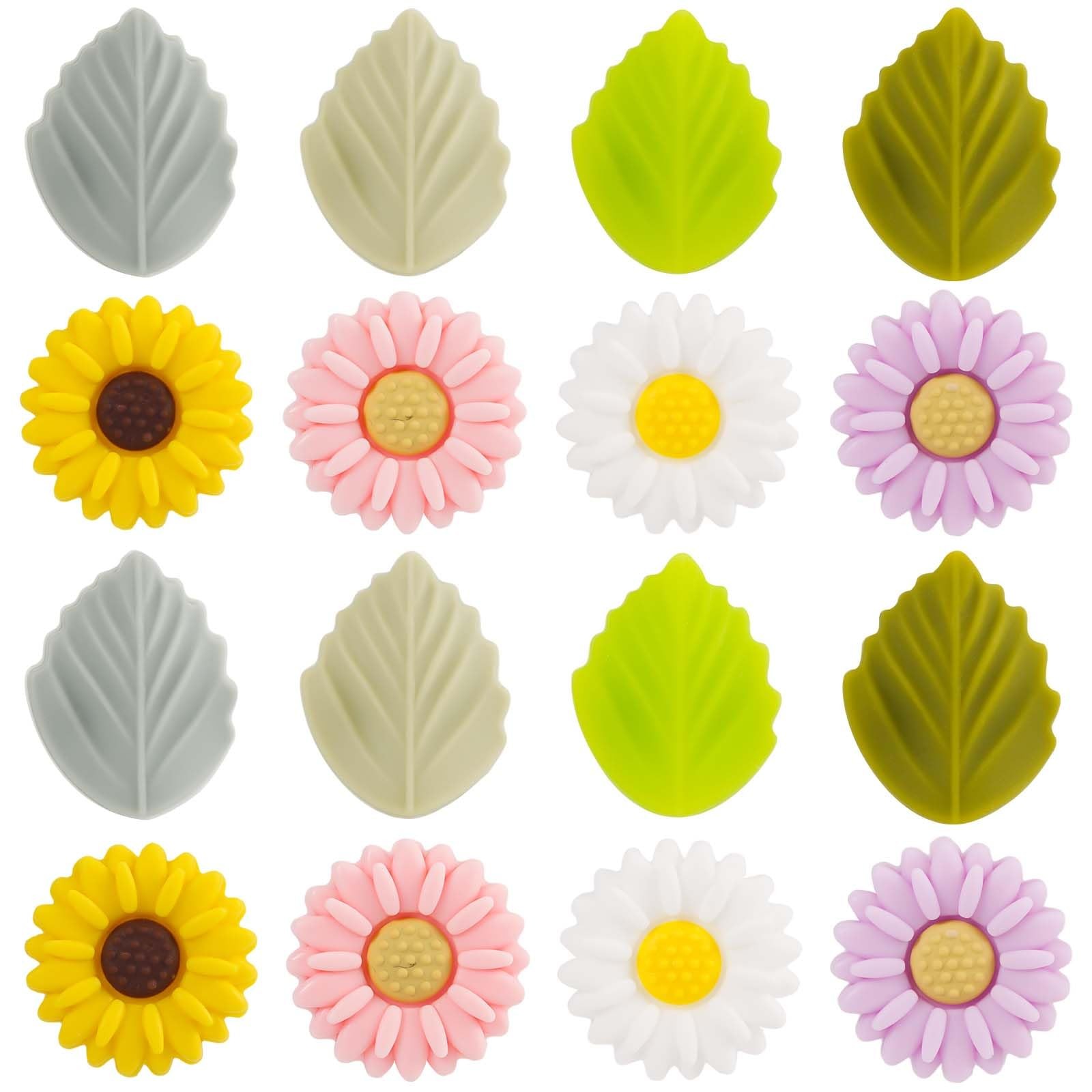 16pcs Silicone Knitting Needle S, White, yellow, pink, purple, green, gray