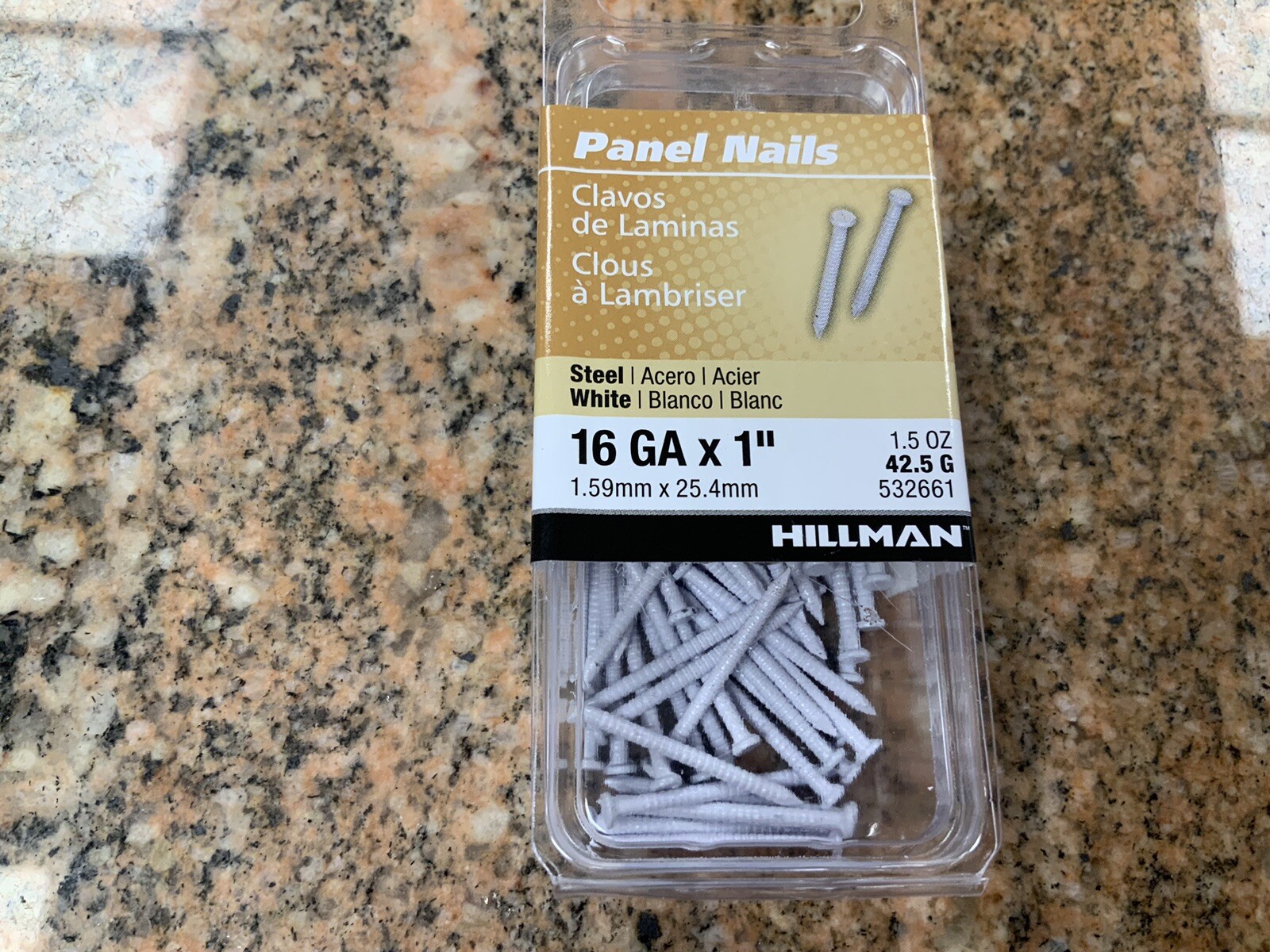 Hillman 532661 Steel White Flat Head Ring Shank Panel Nail 1 in. (Pack of 6)