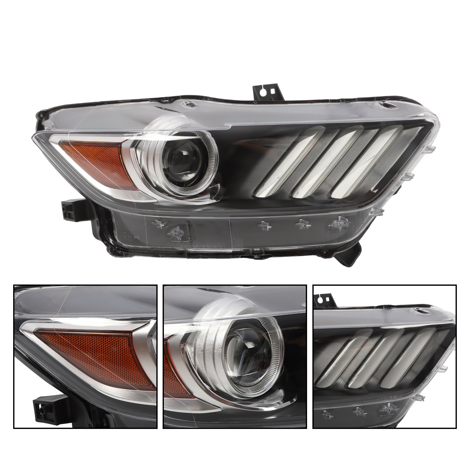 Left+Right Headlights Assembly Pair For Ford Mustang 2015 2016 2017 Clear Lens