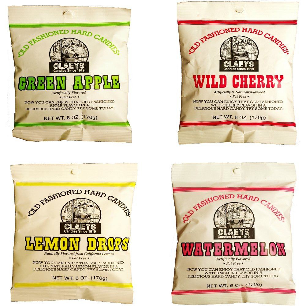 Old Fashioned Hard Candy - Variety 4 Pack - Apple, Cherry, Lemon, and Watermelon