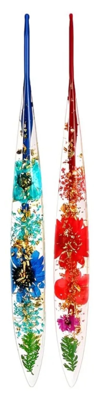2 PC Floral Pattern Resin Crochet Hook Set Custom Ergonomic Resin Crochet Hooks