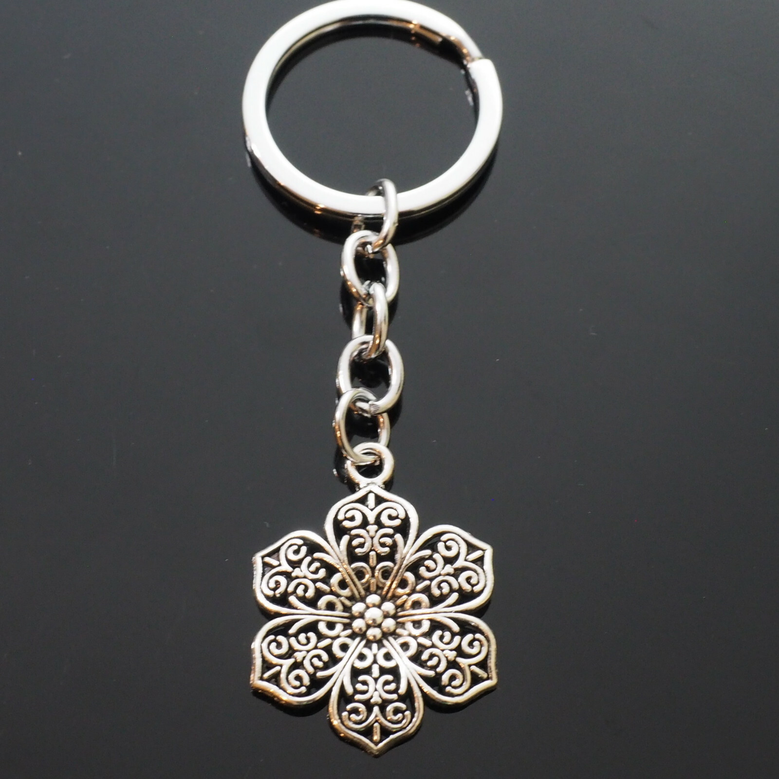Hollow Flower Mandala Design Charm Pendant Keychain Key Chain