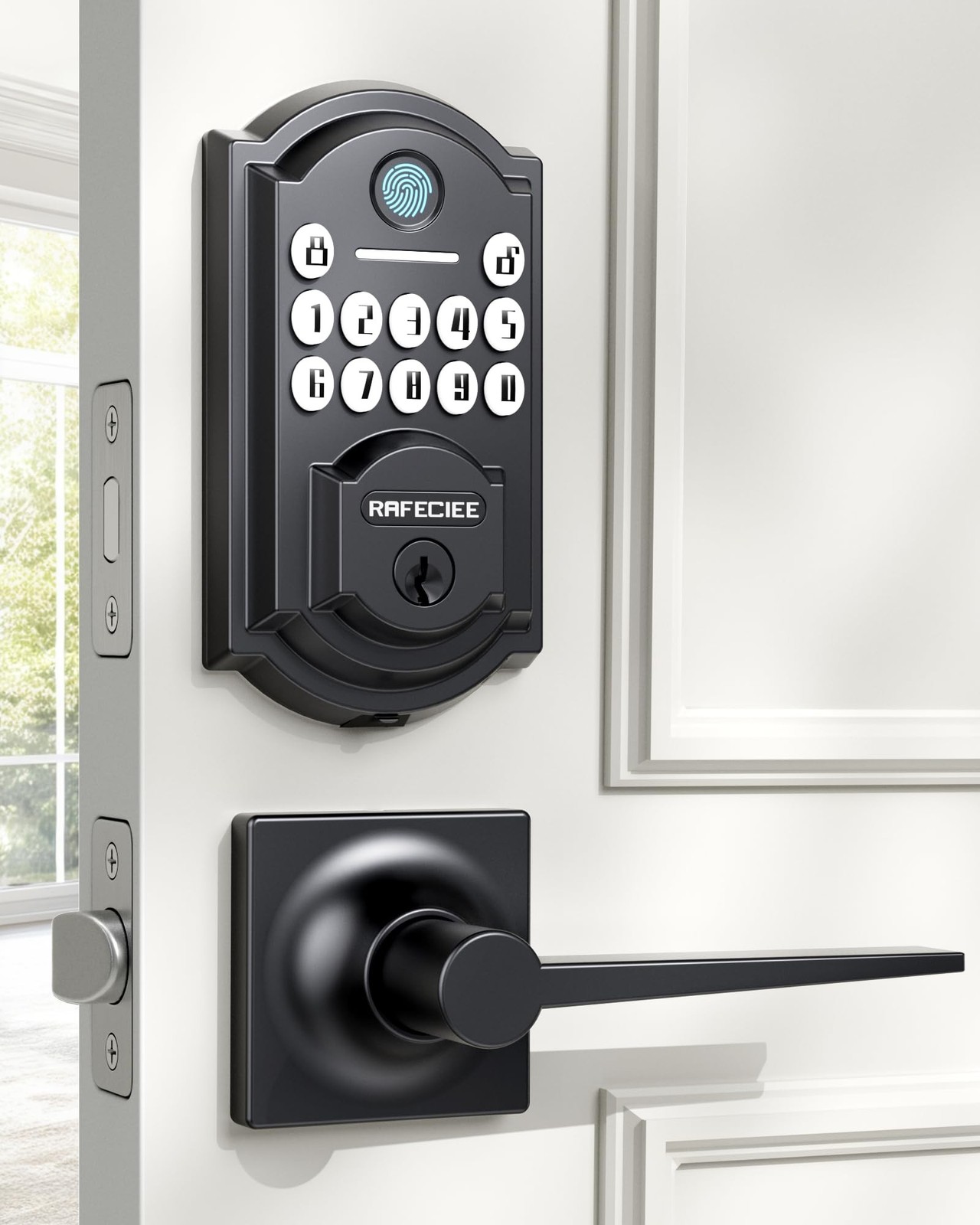 Front Door Lock Set Keyless Entry with 2 Lever Handles, Keyless Entry Door Lo...