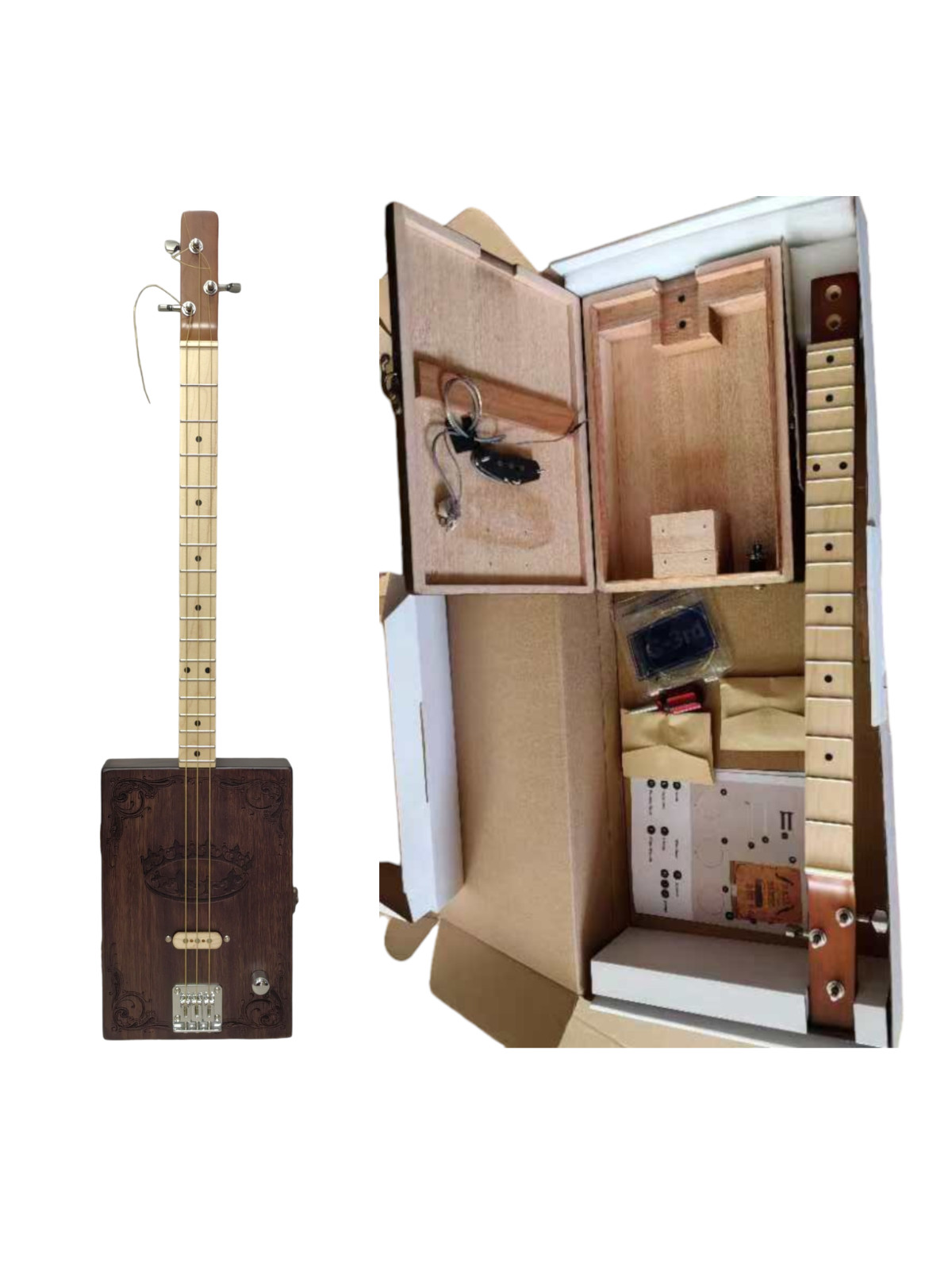 Electric Cigar Box Guitar Complete DIY Kit -Passive Single Coil Pickup-HX58