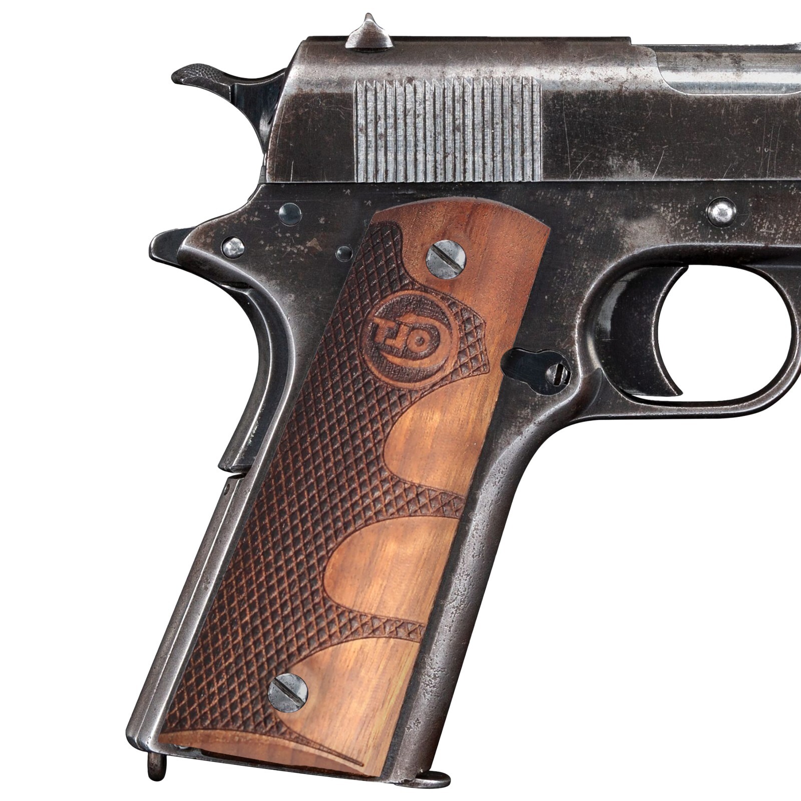New Colt 1911 Grips Set Full Size Walnut Wood Gungrip Engraved Logo Handmade