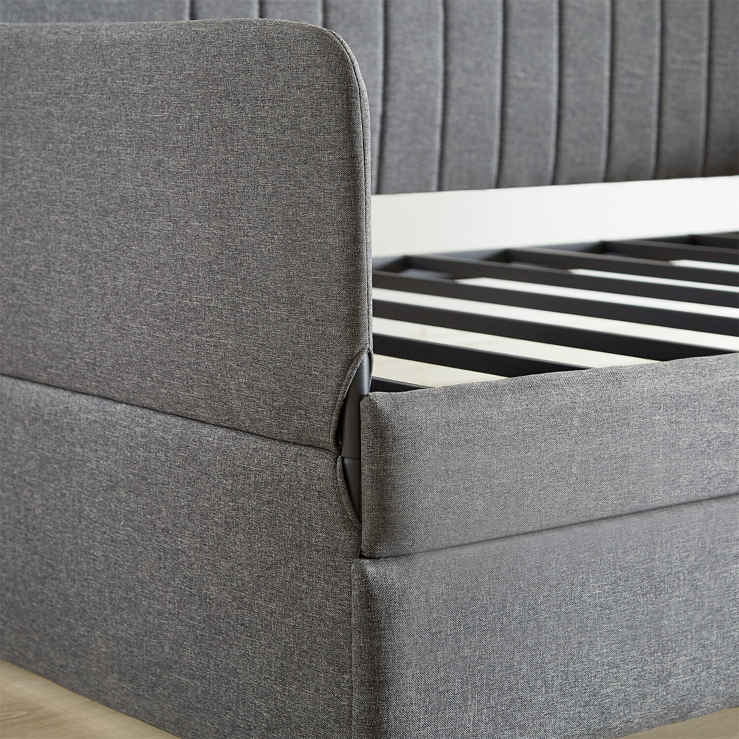 Twin Size Daybed Upholstered Bed Frame Sofa Bed with Trundle Bed Grey
