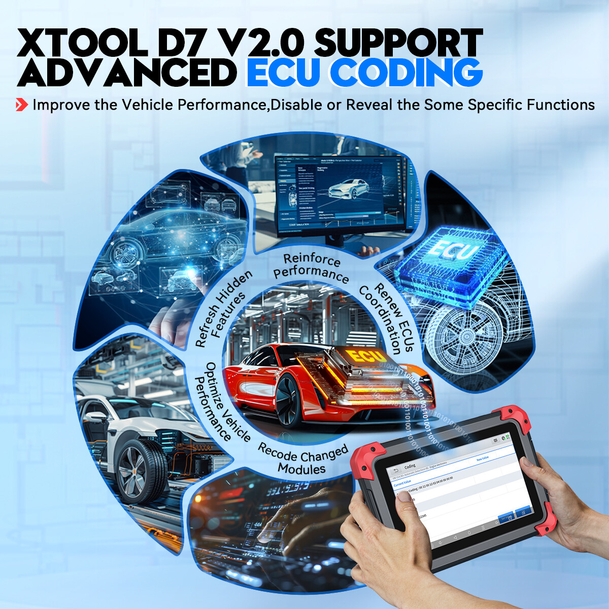 XTOOL D7 V2.0 Bidirectional Diagnostic Tool Full System Scanner Key Programmer