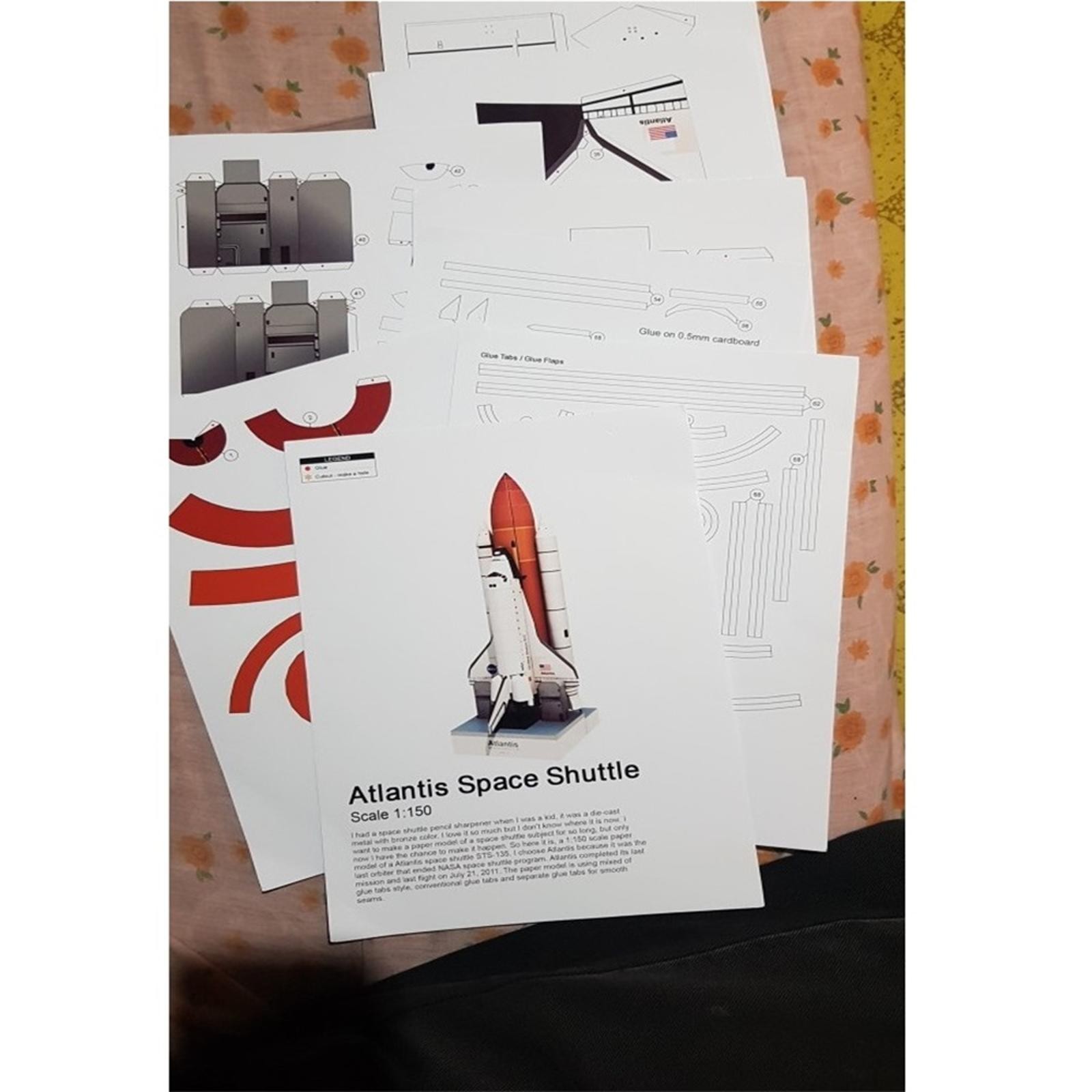 1:150 Space Shuttle Atlantis Paper Model Handmade Space Rocket Craft Model DIY