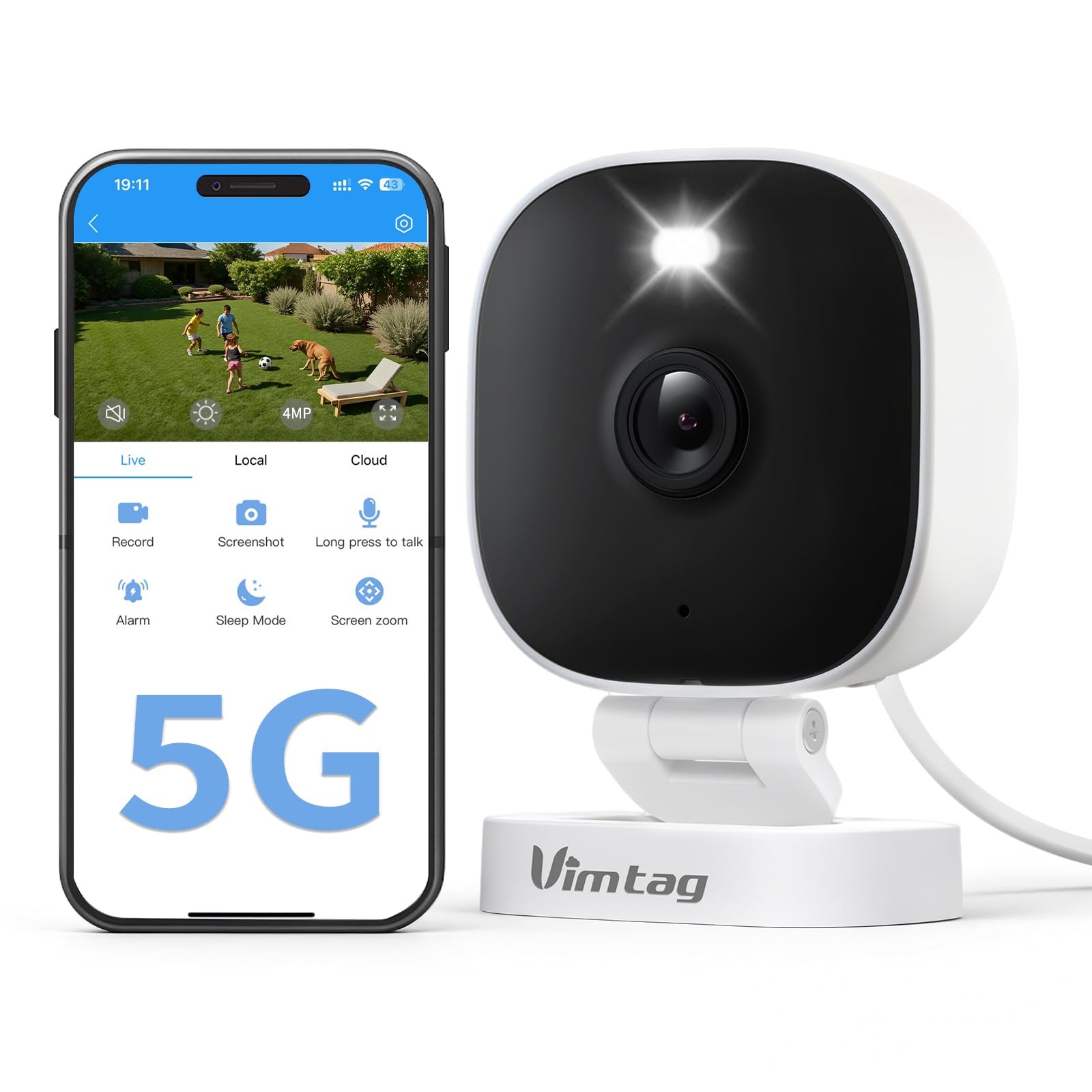 Vimtag Security Camera Outdoor 2.5K, 1 Count (Pack of 1), 2.5K/4MP White