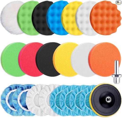 23 Pieces 5 Inch Buffing Pads Car Polisher Bonnets Foam Polishing Size: 5 Inch