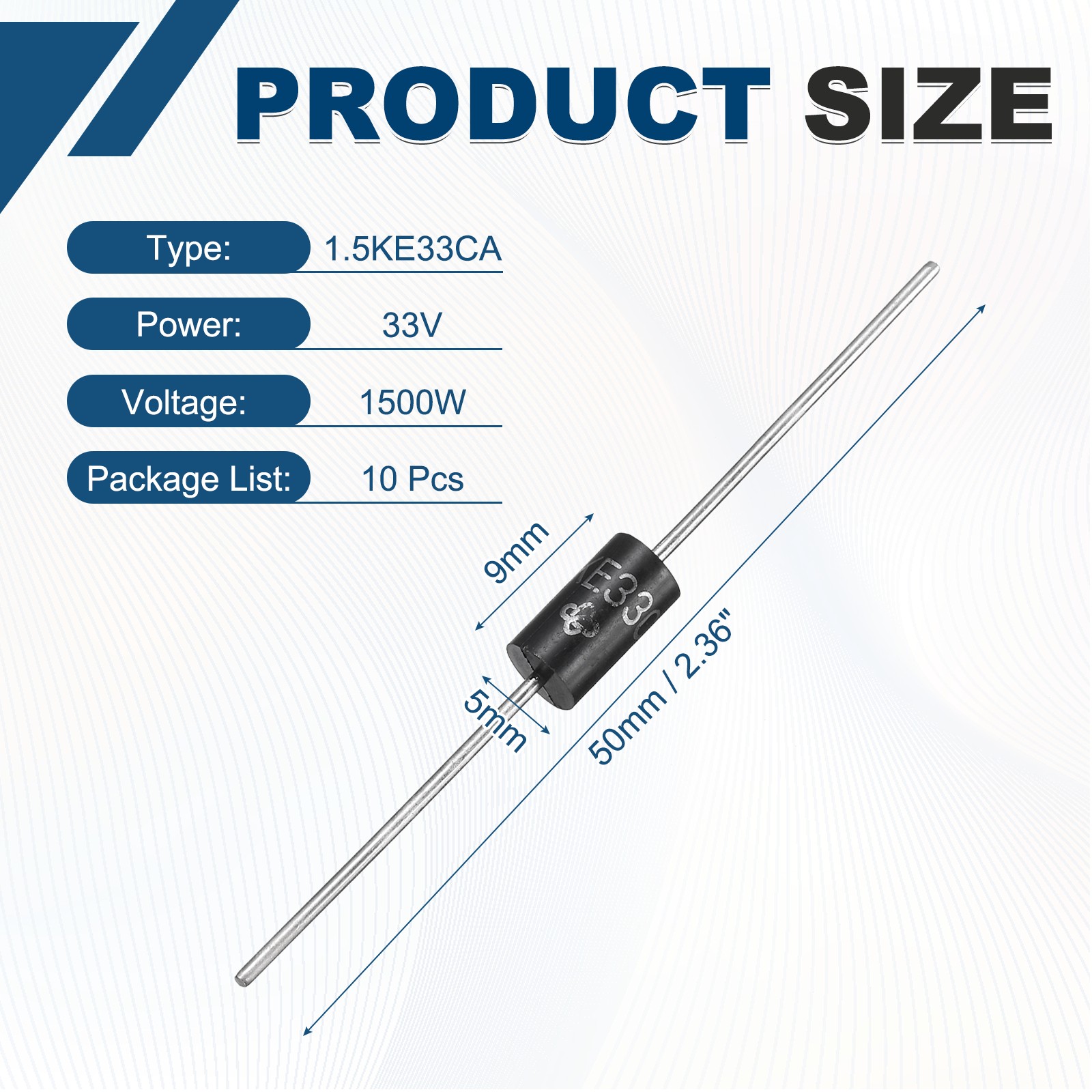 10Pcs Transient Suppression Diodes 1.5KE33CA DO-201AD Bidirectional Channel